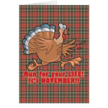 a run for life funny turkey greeting card