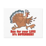 a run for life funny turkey postcard