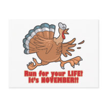 a run for life funny turkey postcard