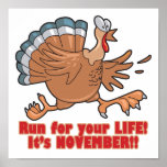a run for life funny turkey posters