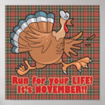 a run for life funny turkey print