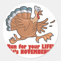 a run for life funny turkey stickers