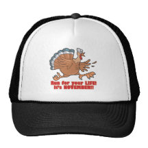 a run for life funny turkey trucker hats