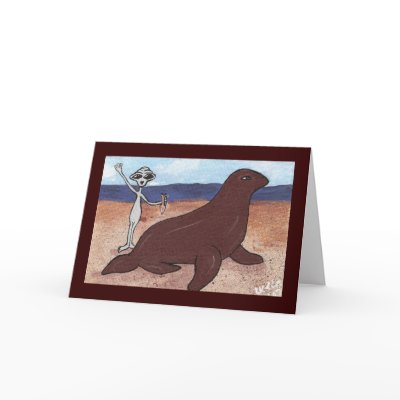 A Seal Friend Greeting Card by Quantum_Art_Nerd