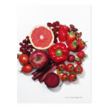 A selection of red fruits & vegetables. post cards