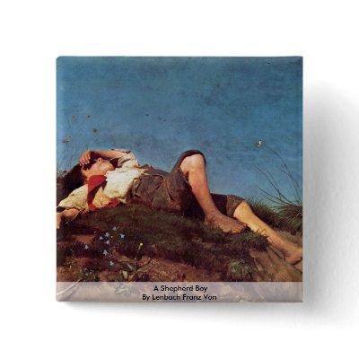 A Shepherd Boy By Lenbach Franz Von Pinback Button by Artcollection