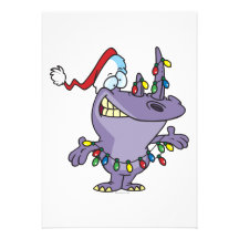 a silly cute christmas santa rhino personalized invites