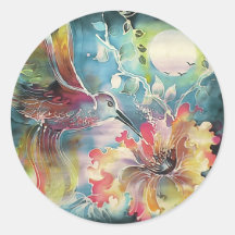 A Single Hummingbird Round Stickers