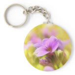 A Single Purple Rock Cress Flower Keychains