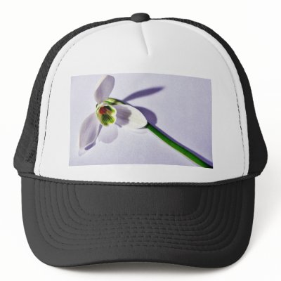 A Single Snowdrop On The Table Trucker Hat by lifesphere