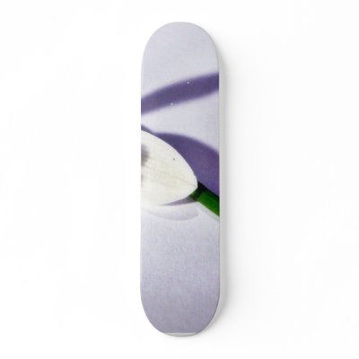 A Single Snowdrop On The Table Skateboards by lifesphere