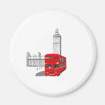 A smiling London Bus Magnet