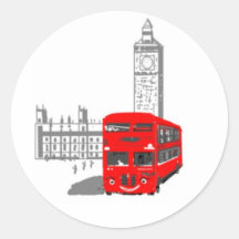 A smiling London Bus Round Stickers
