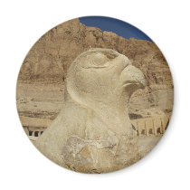A statue of Horus as a falcon at Hatshepsut temple magnets