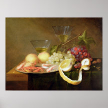 A still life with glasses poster
