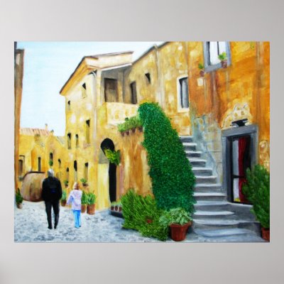 A Stroll With Papa in Italy Posters by DigitalLimn