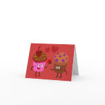 a Stud Muffin giving a flower to a Cupcake Greeting Card