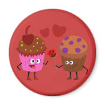 a Stud Muffin giving a flower to a Cupcake Magnets