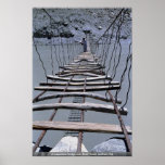 A suspension bridge over River Hunza, northern Pak Print