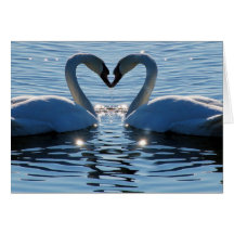 A Swan Heart Kiss, Reflections of Love Greeting Card