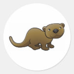 A sweet friendly otter round sticker