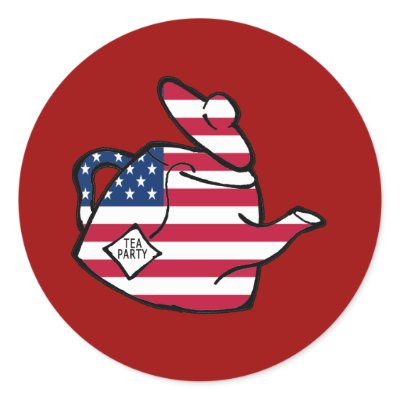 A Teapot in American Flag Colours Round Stickers by teapartytshirts