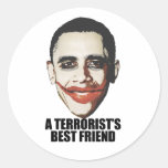 A TERRORIST'S BEST FRIEND ROUND STICKERS