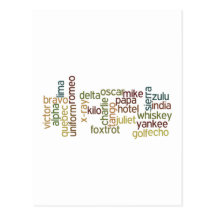 A Through Z Phonetic Alphabet Telephony (Wordle) Post Cards