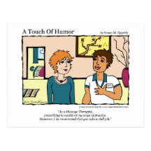 "A Touch of Humour" Chill Pill Massage Comic Postcard