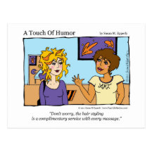 "A Touch of Humour" Free Hairstyle Massage Comic Postcard