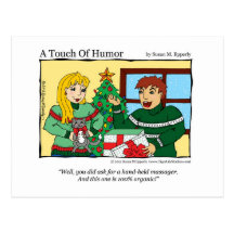 "A Touch of Humour" Hand Held Massager / Cat Comic Post Card