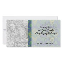 a touch of peacock damask design 2 photo card template