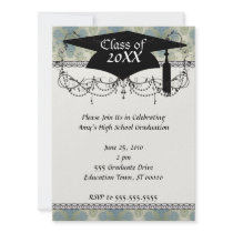 a touch of peacock damask design graduation personalized announcement