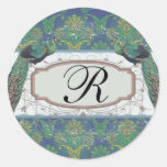 a touch of peacock damask design with peafowl sticker