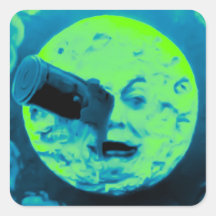 A Trip to the Moon (Aqua Marine Retro Sci Fi) Stickers