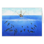 A Trolling Boat Greeting Cards