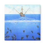 A Trolling Boat Refrigerator Magnet