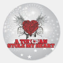 A Tunisian Stole my Heart Round Sticker