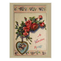 A Valentine Message Vintage Postcard