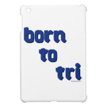 A variety of products with the "born to tri" logo iPad mini case