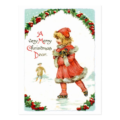 A Very Merry Christmas Dear Vintage Christmas Postcard | Zazzle