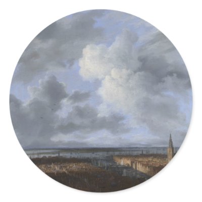 A view of Amsterdam 1665-1670 Round Stickers by dutchdesign