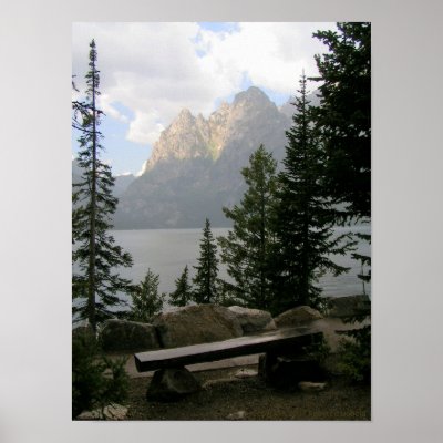 A View with a Bench Print by RLiebold