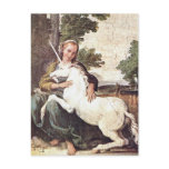 A Virgin with a Unicorn by Domenico Zampieri Postcard