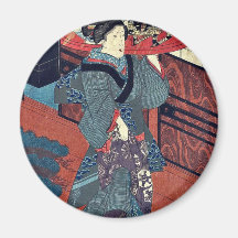 A waitress carrying a tray by Utagawa,Kunisada Fridge Magnet