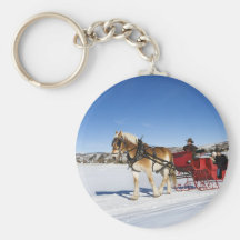 A Western Christmas - Horse Christmas Sleigh Key Chain
