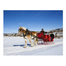 A Western Christmas - Horse Christmas Sleigh Post Cards