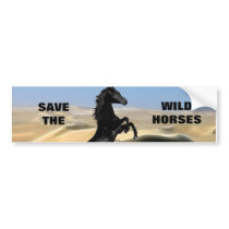 A wild rearing black stallion bumper stickers