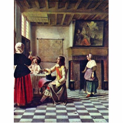 A Woman Drinking With Two Men By Hooch Pieter De ( Photo Cutouts by Artcollection