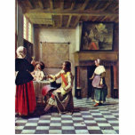 A Woman Drinking With Two Men By Hooch Pieter De ( photo sculptures